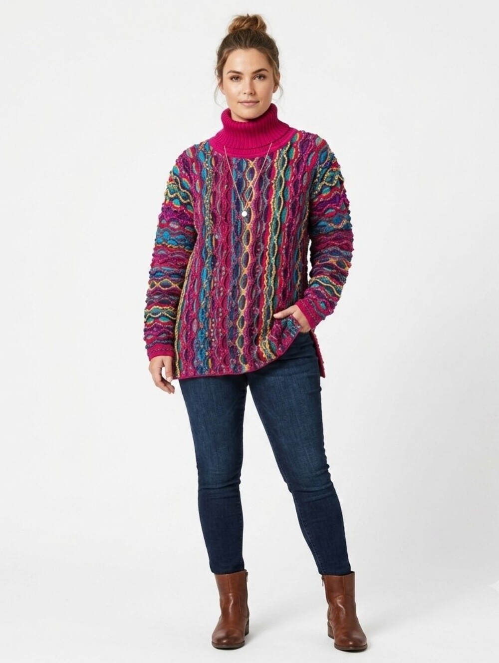 Vintage COOGI Australia Sweater Multicolor 3D Knit Mercerised Cotton Medium